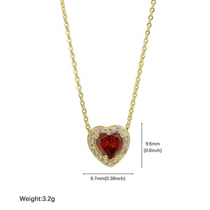 Lujo brillante diamante CZ circón corazón piedra preciosa Arco Iris colorido 12 meses corazón piedra natal Collar para mujeres señoras joyería regalo - Product Image 5