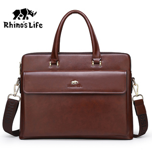 Large Vintage <strong>Briefcase</strong> Men's PU <strong>Leather</strong> Casual Man Handbag Coffee Fashion Shoulder Business Office Laptop 15 Inch Bag - Product Image 1