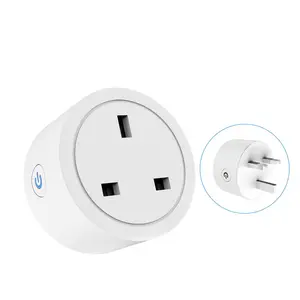 Tuya Soket Steker Pintar WiFi Adaptor UK 16A Nirkabel Pengendali Jarak Jauh Pengatur Waktu Monitor Energi untuk Alexa Google Home