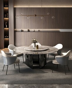 Mesa de comedor de piedra sinterizada de lujo, juego de mesa de muebles de comedor, mesa de comedor redonda - Product Image 2