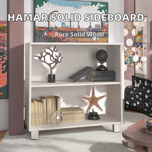 Aparador de Comedor <span class=keywords><strong>HAMAR</strong></span> Ajustable de Madera Maciza 33.5x13.8x31.5 Blanco, Mueble Moderno Minimalista para el Hogar - Product Image 2