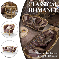 Ensemble de canapés d'ameublement de meubles de salon modulaires royaux classiques canapé Chesterfield confortable en tissu de velours de soie