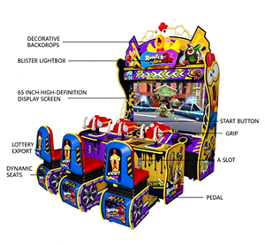 Machine d'arcade de tir à pistolets légers Rooster N Bro 2DX pour 3 joueurs avec sièges à mouvement et système de rédemption de tickets - Product Image 4