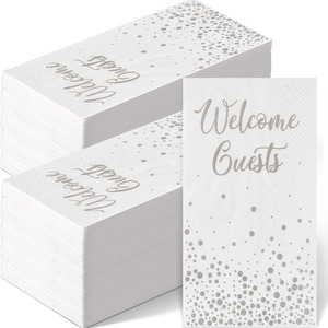 Serviettes en papier rectangulaires vert sauge, imprimées offset avec des pois, pour fêtes d'anniversaire - Product Image 2