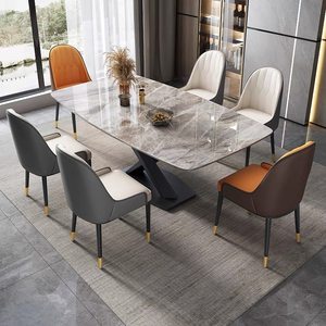 Tavolo da Pranzo in Marmo Set Acciaio Inox Semplice Moderno <span class=keywords><strong>Arredamento</strong></span> Casa Minimalista Salvaspazio Metallo Dorato Stabile - Product Image 5