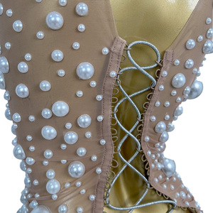 Débardeur sexy <span class=keywords><strong>sans</strong></span> manches transparent à perles, grande taille pour <span class=keywords><strong>femme</strong></span>, style bodycon, idéal pour club, soirée, DJ, chanteuse, corset, tenue de festival - Product Image 5