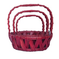 Panier de rangement vintage en osier avec poignée |   Panier à fleurs rustique fait main pour l'organisation de la maison, idéal pour les mariages et l'emballage de cadeaux