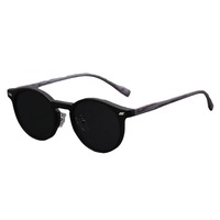 Lunettes de soleil vintage à monture ronde mate en bois, super légères, teintées au thé, protection UV, polyvalentes