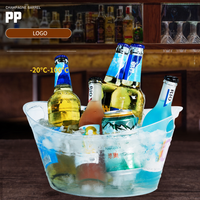 Seau à glace réutilisable de 18 L, résistant aux chocs, en acrylique transparent, pour vin, bière, champagne, refroidisseur de canettes de bière