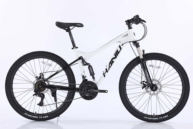 A 24-speed High-carbon Steel Frame and a 26-inch Full-suspension Speed Model Adult Mountain Bike, Equipped with  Disc Brakes
