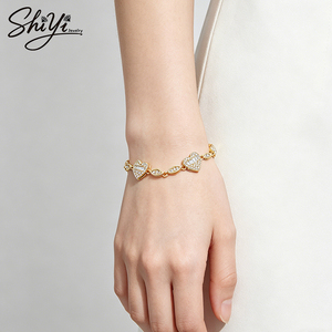 <span class=keywords><strong>Bracciale</strong></span> Trendy Hip Hop da Donna Placcato Oro con Ciondolo a Cuore in Ottone e Catena con Zirconi 5A per Anniversario, Compatibile con Bracciali <span class=keywords><strong>Pandora</strong></span> - Product Image 4