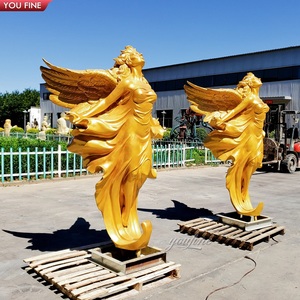 Statua <span class=keywords><strong>in</strong></span> <span class=keywords><strong>bronzo</strong></span> a grandezza naturale di angelo dorato <span class=keywords><strong>in</strong></span> volo per giardino esterno - Product Image 2