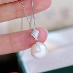 Pendentif en argent S925 avec perles rondes de 10 à 13 mm, support de pendentif pour collier de mode DIY, accessoire 31148, à décorer avec des perles - Product Image 2