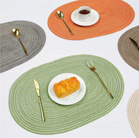 Set de table ovale nordique en coton tressé, résistant à la chaleur, tissé, blanc cassé, lavable, pour la décoration de table à manger à la maison ou au café