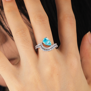 Jewelry Custom Design Supplier 925 Sterling Silver Pear Cut 5A White Cubic Zirconia Fashion Women's Jewelry <b>Rings</b> for Certified - Product Image 6