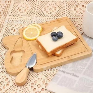Planche à fromage en bambou avec couteau et fourchette, style simple, planche à découper en bois pour fruits, légumes, pain, assiette occidentale - Product Image 2
