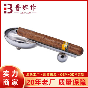 Stainless Steel Single Slot Cigar <b>Ashtray</b> Round Minimalist Design Portable For Home And Travel - Product Image 5