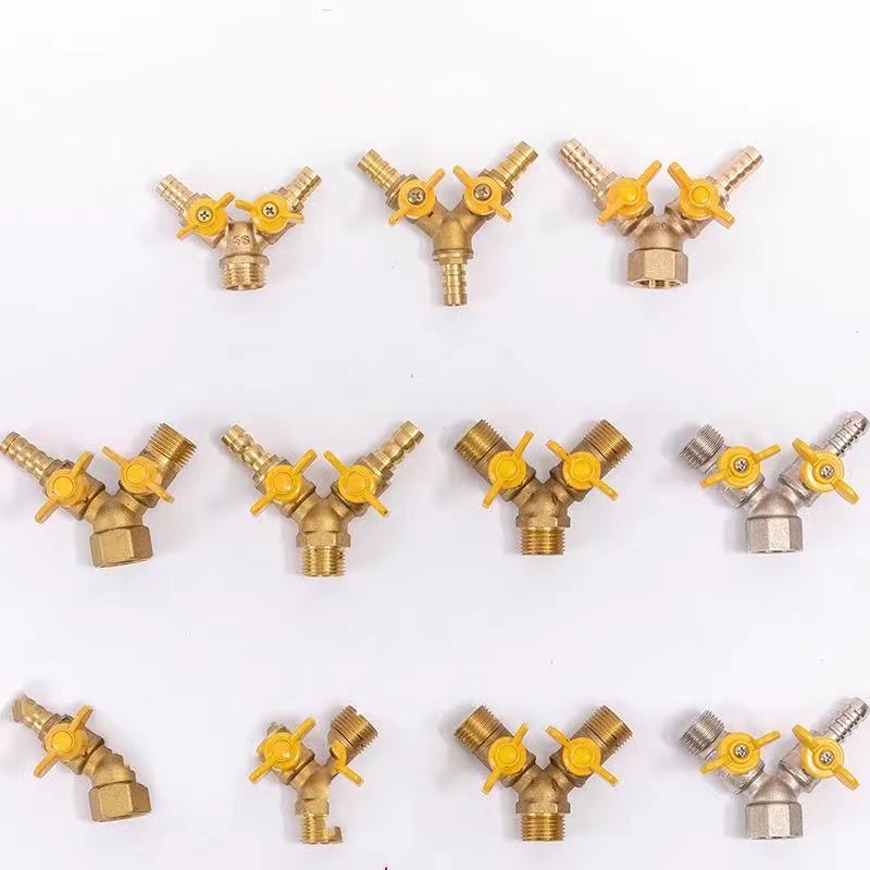 Copper thickened gas three-way valve copper rod copper core 4 points brass gas valve natural gas switch ball valve