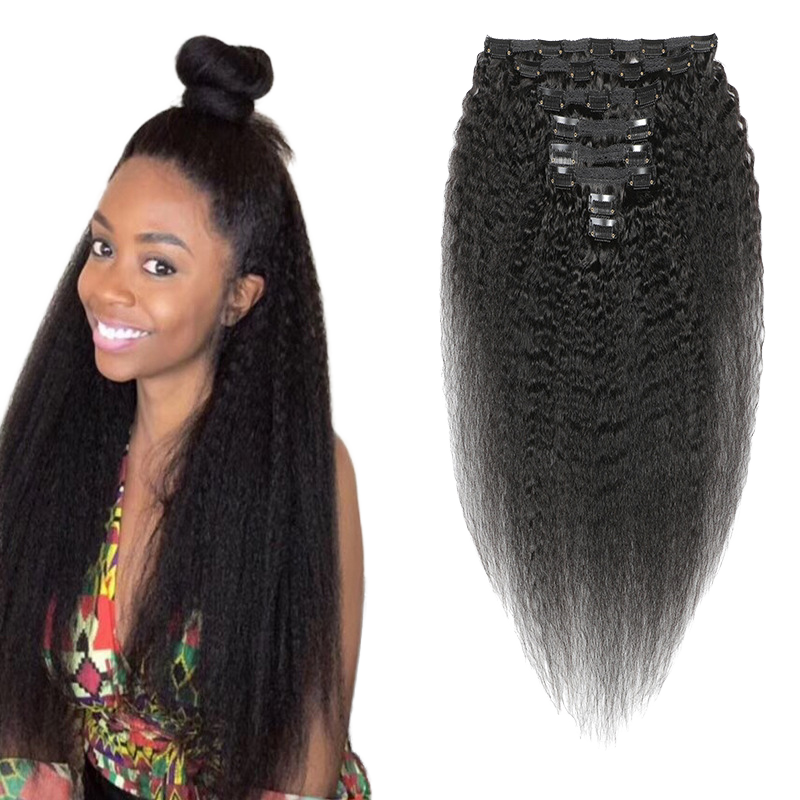 Hetto Curly Clip In Hair Extensions Wavy Human Hair Brown - View #14