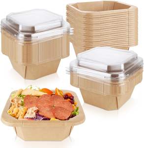 Restaurant Packaging Pasta Takeaway Box Disposable Fast Food Container Kraft Square Octagonal Paper Plates & <b>Bowls</b> with Lid - Product Image 1