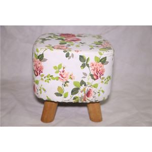 Taburete para cambiar zapatos de tela, 28x28x30cm, patas de madera maciza, cojín suave, otomana para el hogar, diseño tradicional - Product Image 2