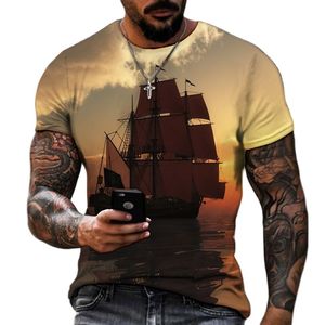 Fitspi Vintage <strong>Men</strong> Ship T-<strong>shirts</strong> 3D Printed <strong>Pirate</strong> Ship Crew Neck Short Sleeve T <strong>Shirt</strong> for <strong>Men</strong> Oversized Tops Tee <strong>Shirt</strong> - Product Image 2