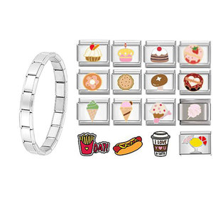 Stainless Steel Elastic Bracelet Food Theme DIY Modular Unisex Jewelry Fashion Charm Bracelet - Product Image 1