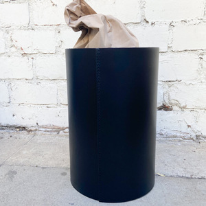 Customized PU leather trash cans, minimalist Nordic style household trash cans, Korean style solid color trash storage <b>bins</b>. - Product Image 1