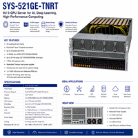 Serveur GPU Supermicro SYS-521GE-TNRT 5U, double processeur Intel Xeon, 10 GPU, PCIe 5.0, IA, apprentissage profond, LLM, HPC, montage en rack, calcul en centre de données