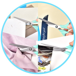 Stainless Steel Office Scissors 19cm Green Gray Handle For Paper Cutting Household Use Children Student DIY - Product Image 3
