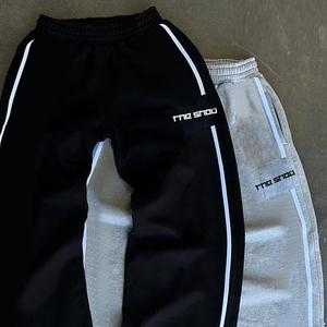 Pantalones de chándal holgados a rayas acampanados con logotipo personalizado informal para hombre, pantalones de chándal holgados con cordón y cintura elástica - Product Image 5