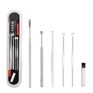Stainless Steel Ear Pick Set 6 Pieces Spring Spiral Head Ear Cleaner <b>Tool</b> For Ear Cleaning <b>With</b> Multiple Heads - Product Image 2