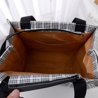 Sac fourre-tout imperméable à carreaux et à fleurs, capacité moyenne, doublure TC, taille personnalisée pour les trajets quotidiens et les repas.