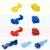 100 pièces Connecteurs électriques sans soudure à épissure rapide, bornes isolées en T, kit assorti en nylon bleu/jaune/rouge