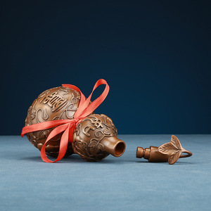 <b>Copper</b> World <b>Copper</b> Gourd Ornament Purple <b>Copper</b> Auspicious Gourd Handmade Home Office Decoration Wedding Gift <b>Table</b> Decor - Product Image 3