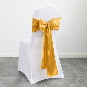 Vente en gros de nœuds de chaise en satin de soie bleu royal uni personnalisés multicolores pour la décoration des chaises pliantes lors de banquets, mariages et fêtes - Product Image 5