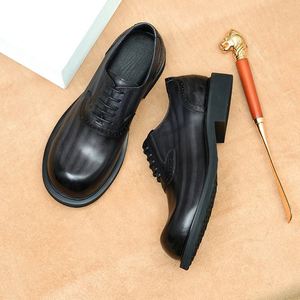 Nouvelles Chaussures en Cuir Colorées Respirantes et Durables, Style Oxford à Lacets, Décontractées et Habillées, avec Fonction Rehausseur de Taille, Imperméables pour l'Automne - Product Image 3
