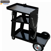 Chariot de soudage mobile avec trois étagères de rangement et chaîne latérale pour ateliers, chariot à fournitures de soudage
