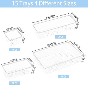 <b>Clear</b> Acrylic Drawer Organizer Set Stackable Non Slip <b>Storage</b> Trays Transparent Sundries <b>Containers</b> for Kitchen Bathroom Bedroom - Product Image 6