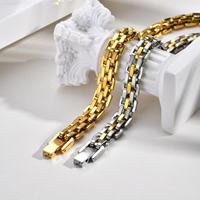 Bracelet pour femme en acier inoxydable plaqué or 18 carats, bracelet de montre de 11 cm de large