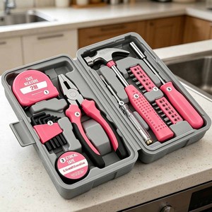 Superb 24-Piece <strong>Pink</strong> Home <strong>Tool</strong> Set for DIY Hobbyists with Stylish Storage <strong>Box</strong> and High Precision Hand Repair <strong>Tools</strong> - Product Image 1