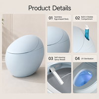 Toilette intelligente en forme d'œuf avec bidet intégré, capteur radar, ouverture automatique du couvercle et stérilisation UVC