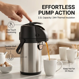 Fabricant Fournisseur Distributeur de Café Isotherme en Acier Inoxydable avec Isolation Sous Vide, Carafe Thermique Personnalisable OEM - Product Image 1