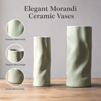 Ensemble de vases en céramique creux de style Japandi, vase circulaire blanc mat minimaliste pour une mise en scène zen de la maison