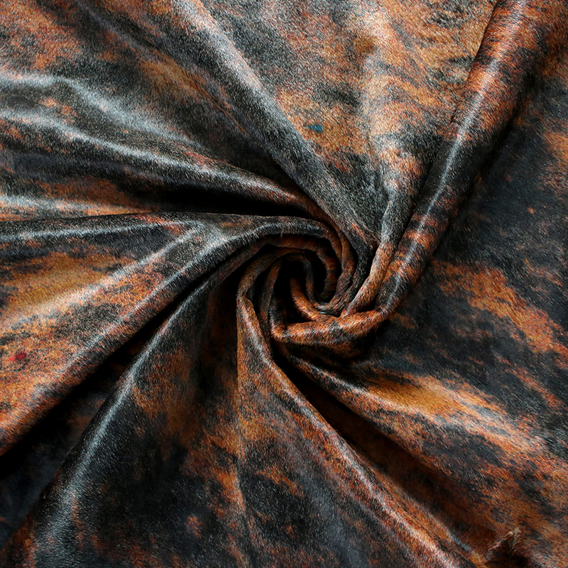 Custom printed leather brindle brown black genuine cow hides