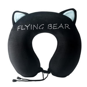 หมอนรองคอรูปตัวยู Flying Bear Memory Foam ลายหูแมวสีดำ หมอนพกพาสำหรับเดินทางบนเครื่องบิน ใช้ในออฟฟิศ หรือนอนกลางวัน - Product Image 1