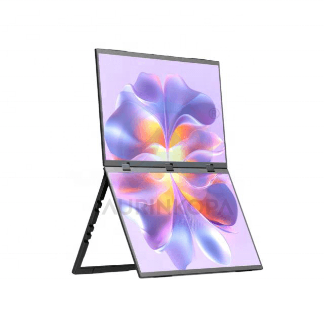 18.5inch Dual-Screen Portable Monitor Dual-1080p High Definition Foldable Screen 100%sRGB 178° WVA Gravity Sensor Hi-Fi Speaker