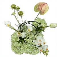 Boule de fleurs artificielle PPS effet toucher réel, arrangement floral vert pour décoration de table de mariage et événements - Grande Vente