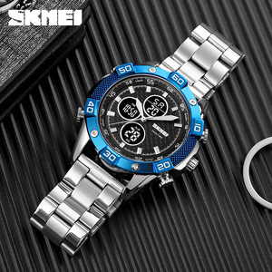 Skmei Men's Digital Watch Dual Time Stainless Steel Strap Black Sport Electronic Watch Water Resistant 3Bar - Product Image 4