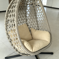 Fauteuil suspendu moderne en rotin pliable et détachable, style œuf, avec coussin, pour salon, hamac individuel, chaise balançoire nid d'abeille, structure en acier
